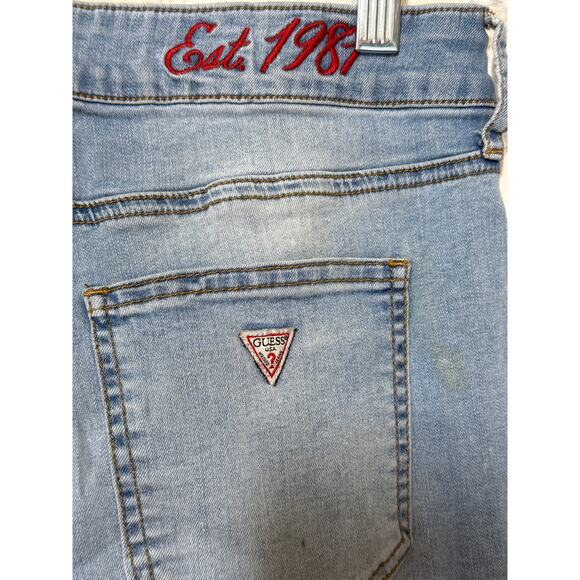Guess Light Wash Skinny Jeans Size 31 Embroidered LA CA Y2K Street Style - Picture 5 of 9